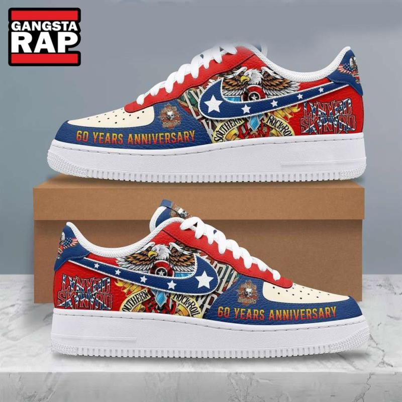 lynyrd skynyrd 60 years anniversary air force 1 sneaker shoes6899 Lynyrd Skynyrd 60 Years Anniversary Air Force 1 Sneakers IFDDAF10038 Idea Fanatic