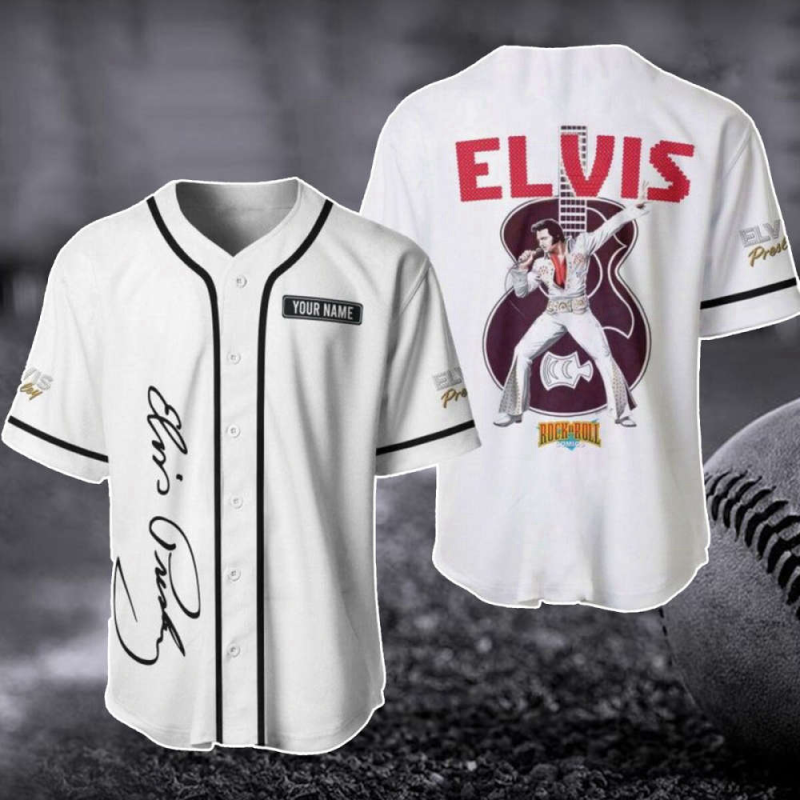 personalized elvis presley baseball jersey rock n roll shirt 2023 music merch gift Personalized Elvis Presley Baseball Jersey Rock n Roll Shirt IDF160083 Idea Fanatic