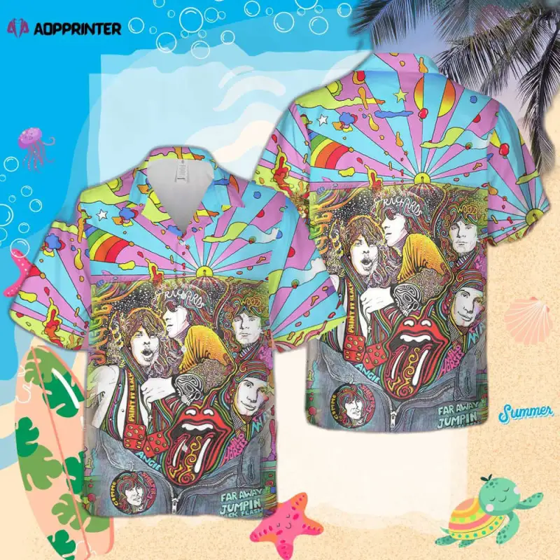 the rolling stones psychedelic pattern hippie hawaiian shirt The Rolling Stones Psychedelic Pattern Hippie Hawaiian Shirt IDF84750 Idea Fanatic