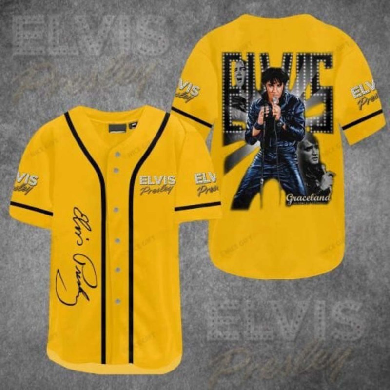 vintage elvis presley baseball jersey iconic retro music apparel for fans 1 1 Vintage Elvis Presley Baseball Jersey Iconic Retro Music Apparel IDF104423 Idea Fanatic